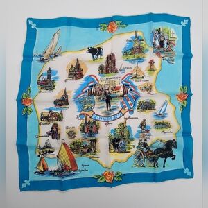 Vintage Friesland Holland Souvenir Handkerchief Scarf